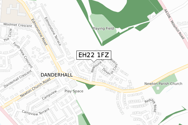 EH22 1FZ map - large scale - OS Open Zoomstack (Ordnance Survey)