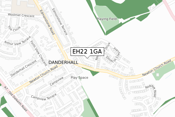 EH22 1GA map - large scale - OS Open Zoomstack (Ordnance Survey)