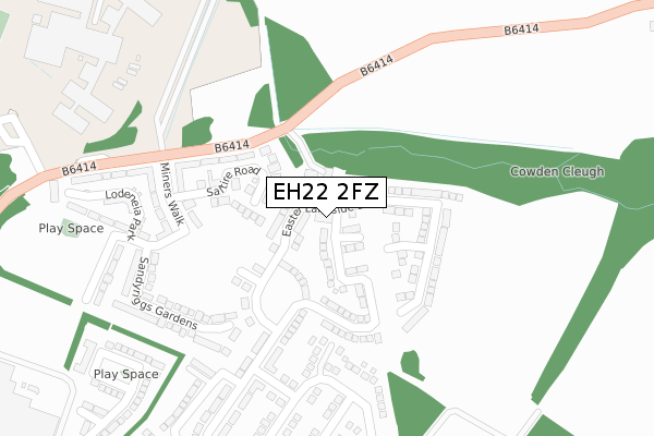 EH22 2FZ map - large scale - OS Open Zoomstack (Ordnance Survey)