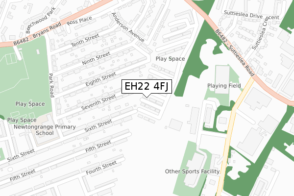 EH22 4FJ map - large scale - OS Open Zoomstack (Ordnance Survey)