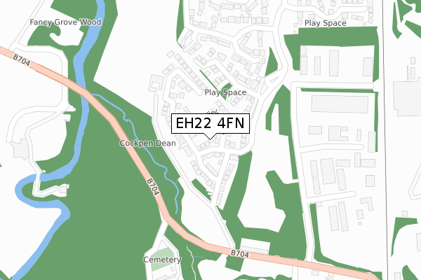 EH22 4FN map - large scale - OS Open Zoomstack (Ordnance Survey)