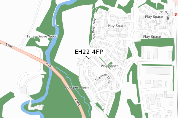 EH22 4FP map - large scale - OS Open Zoomstack (Ordnance Survey)