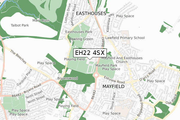 EH22 4SX map - small scale - OS Open Zoomstack (Ordnance Survey)