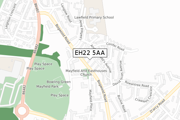 EH22 5AA map - large scale - OS Open Zoomstack (Ordnance Survey)