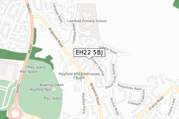 EH22 5BJ map - large scale - OS Open Zoomstack (Ordnance Survey)