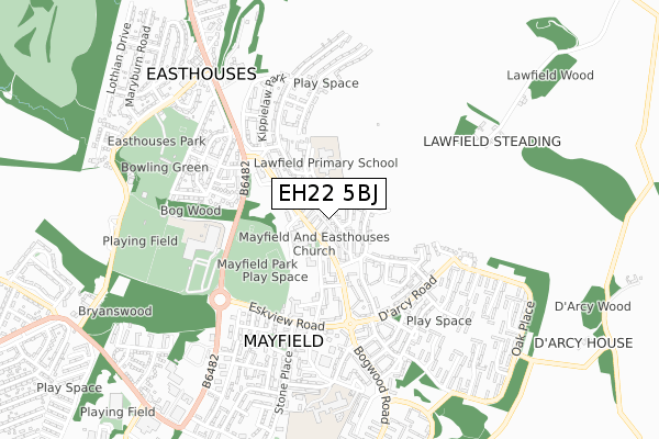 EH22 5BJ map - small scale - OS Open Zoomstack (Ordnance Survey)