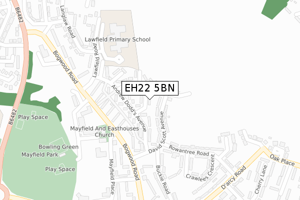 EH22 5BN map - large scale - OS Open Zoomstack (Ordnance Survey)