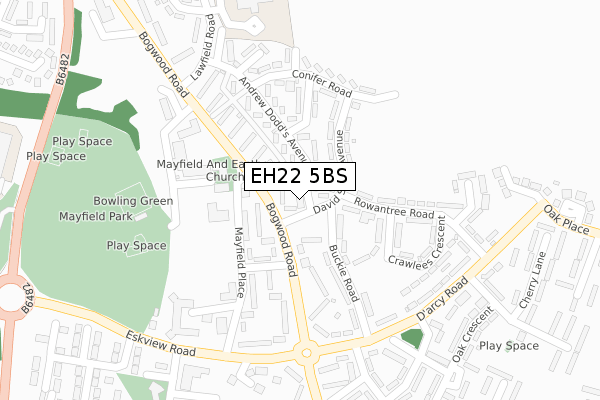 EH22 5BS map - large scale - OS Open Zoomstack (Ordnance Survey)