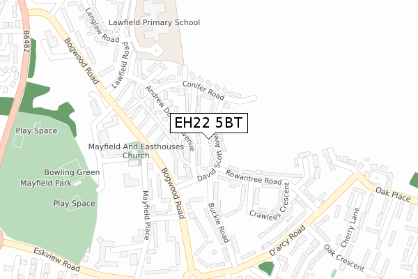 EH22 5BT map - large scale - OS Open Zoomstack (Ordnance Survey)