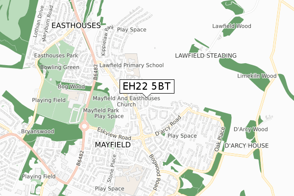 EH22 5BT map - small scale - OS Open Zoomstack (Ordnance Survey)