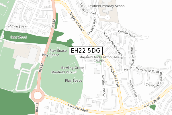 EH22 5DG map - large scale - OS Open Zoomstack (Ordnance Survey)