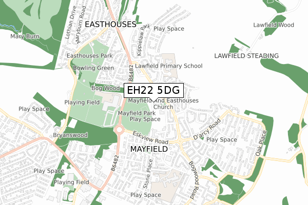 EH22 5DG map - small scale - OS Open Zoomstack (Ordnance Survey)