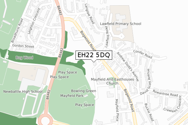 EH22 5DQ map - large scale - OS Open Zoomstack (Ordnance Survey)