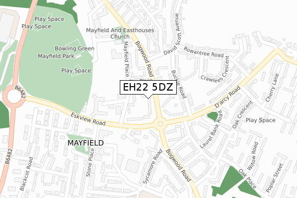 EH22 5DZ map - large scale - OS Open Zoomstack (Ordnance Survey)