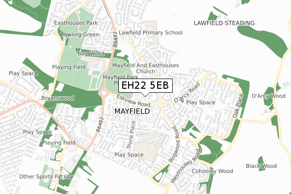 EH22 5EB map - small scale - OS Open Zoomstack (Ordnance Survey)