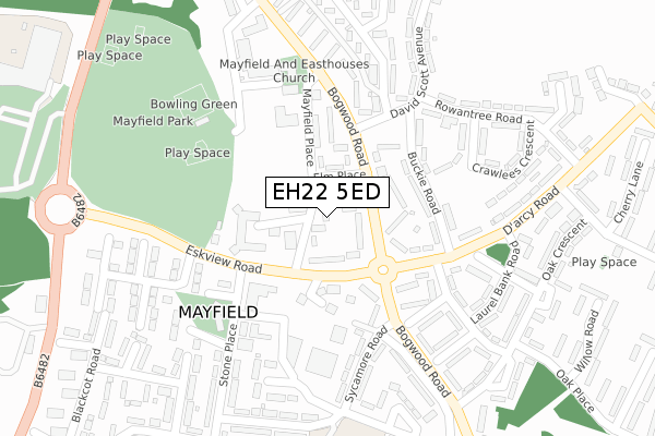 EH22 5ED map - large scale - OS Open Zoomstack (Ordnance Survey)