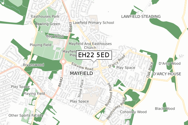 EH22 5ED map - small scale - OS Open Zoomstack (Ordnance Survey)