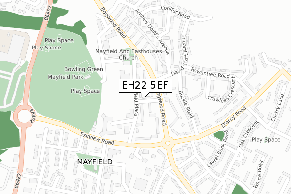 EH22 5EF map - large scale - OS Open Zoomstack (Ordnance Survey)