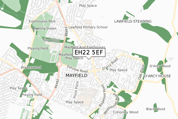 EH22 5EF map - small scale - OS Open Zoomstack (Ordnance Survey)