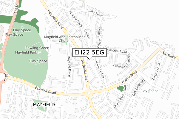 EH22 5EG map - large scale - OS Open Zoomstack (Ordnance Survey)