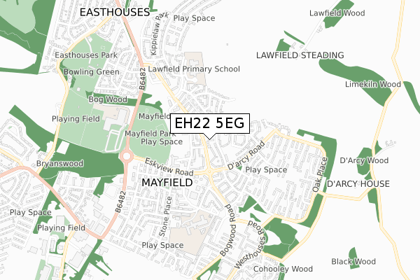 EH22 5EG map - small scale - OS Open Zoomstack (Ordnance Survey)