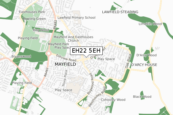 EH22 5EH map - small scale - OS Open Zoomstack (Ordnance Survey)