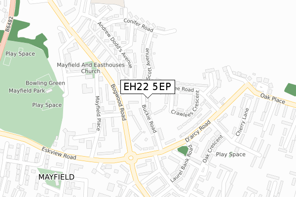 EH22 5EP map - large scale - OS Open Zoomstack (Ordnance Survey)