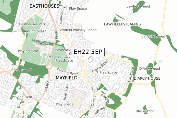 EH22 5EP map - small scale - OS Open Zoomstack (Ordnance Survey)