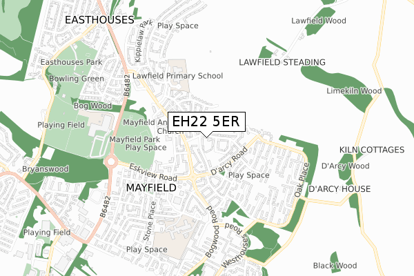 EH22 5ER map - small scale - OS Open Zoomstack (Ordnance Survey)