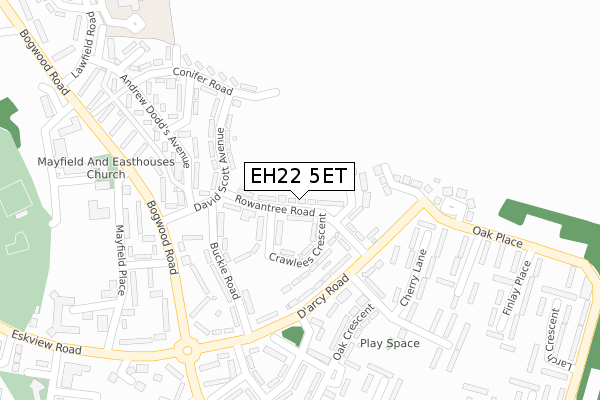 EH22 5ET map - large scale - OS Open Zoomstack (Ordnance Survey)