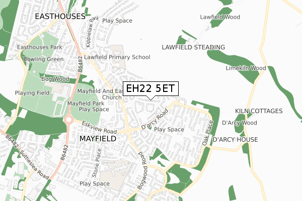 EH22 5ET map - small scale - OS Open Zoomstack (Ordnance Survey)