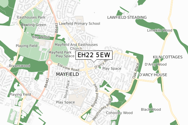 EH22 5EW map - small scale - OS Open Zoomstack (Ordnance Survey)