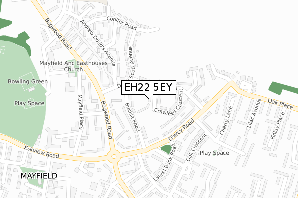 EH22 5EY map - large scale - OS Open Zoomstack (Ordnance Survey)