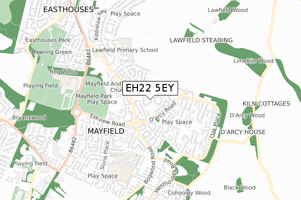 EH22 5EY map - small scale - OS Open Zoomstack (Ordnance Survey)