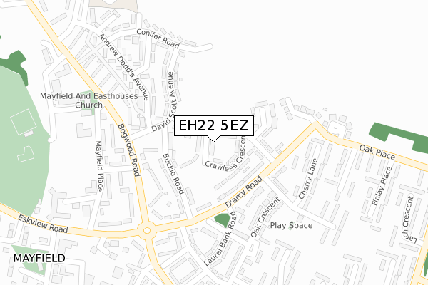 EH22 5EZ map - large scale - OS Open Zoomstack (Ordnance Survey)