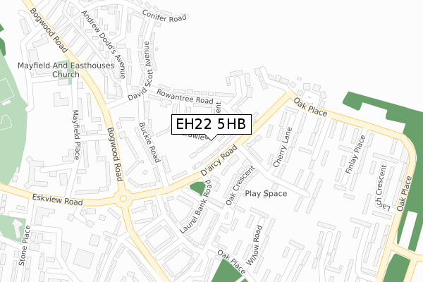 EH22 5HB map - large scale - OS Open Zoomstack (Ordnance Survey)