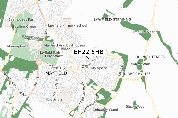 EH22 5HB map - small scale - OS Open Zoomstack (Ordnance Survey)