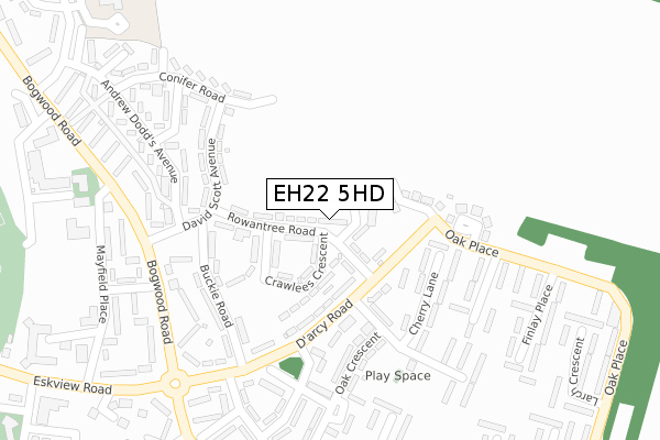 EH22 5HD map - large scale - OS Open Zoomstack (Ordnance Survey)