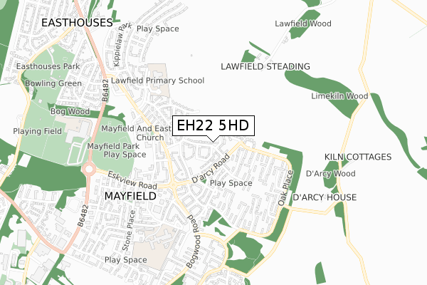 EH22 5HD map - small scale - OS Open Zoomstack (Ordnance Survey)