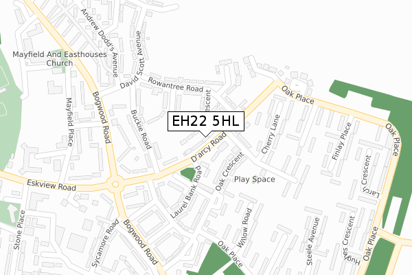 EH22 5HL map - large scale - OS Open Zoomstack (Ordnance Survey)