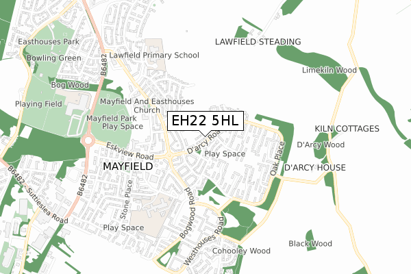 EH22 5HL map - small scale - OS Open Zoomstack (Ordnance Survey)