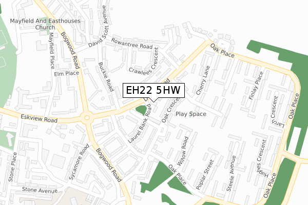 EH22 5HW map - large scale - OS Open Zoomstack (Ordnance Survey)