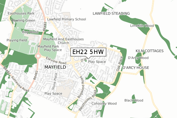 EH22 5HW map - small scale - OS Open Zoomstack (Ordnance Survey)