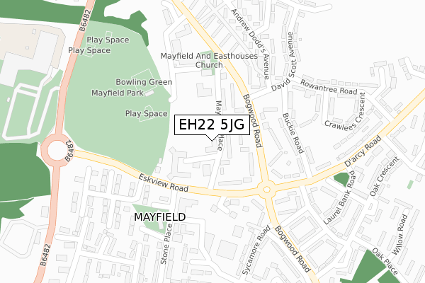 EH22 5JG map - large scale - OS Open Zoomstack (Ordnance Survey)