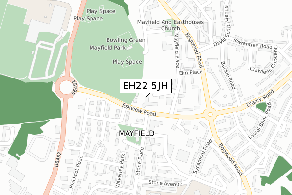 EH22 5JH map - large scale - OS Open Zoomstack (Ordnance Survey)