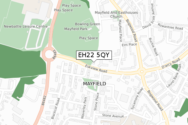 EH22 5QY map - large scale - OS Open Zoomstack (Ordnance Survey)