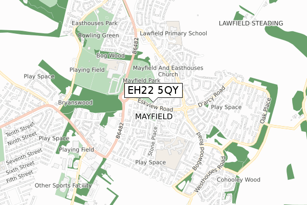 EH22 5QY map - small scale - OS Open Zoomstack (Ordnance Survey)