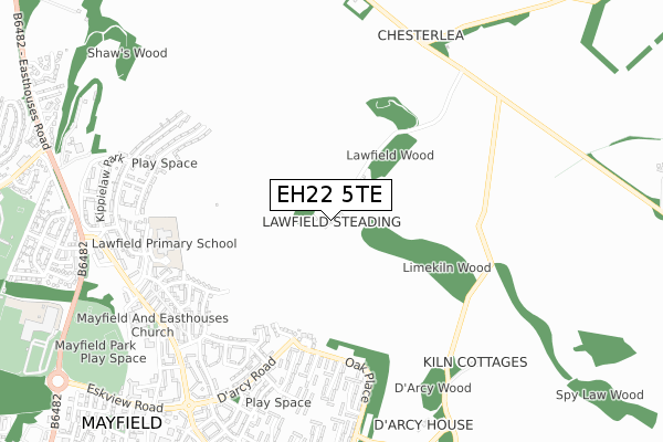 EH22 5TE map - small scale - OS Open Zoomstack (Ordnance Survey)