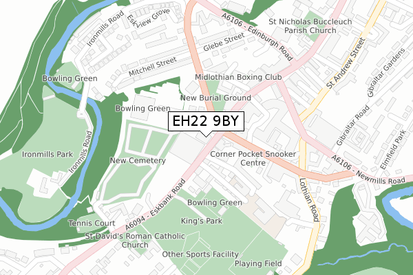 EH22 9BY map - large scale - OS Open Zoomstack (Ordnance Survey)