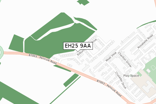 EH25 9AA map - large scale - OS Open Zoomstack (Ordnance Survey)